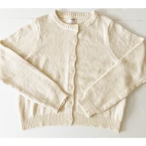 Cotton On LUX Crew Button Cardigan Sweater Women M Lemon Icing Wool Blend Cozy